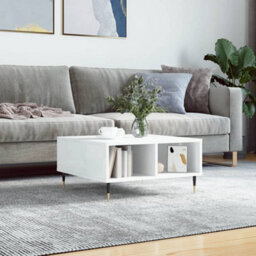 Berkfield Sturdy Coffee Table High Gloss White 60X60X30 Cm Engineered Wood - thumbnail 2