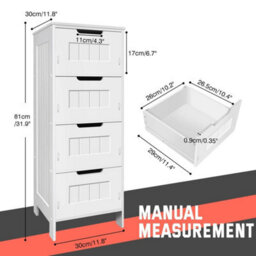 Modern Chest Of Drawers Bedside Cabinet Pvc White - thumbnail 2