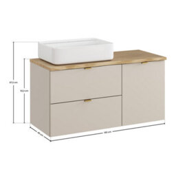 Heze Furniture Dalia Bathroom Cabinet 100Cm With Countertop Basin In Cashmere & Cremona Oak - thumbnail 7