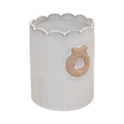 Four Candle Stoneglazed Christmas Wreath Pot - image 1