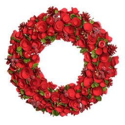 Dibor Traditional Extra Large Red Rose Front Door Autumn Wreath Winter Spring Wreath 46Cm