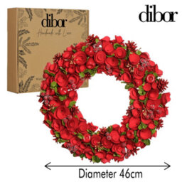 Dibor Traditional Extra Large Red Rose Front Door Autumn Wreath Winter Spring Wreath 46Cm - thumbnail 5