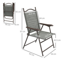 Wyld Haus Rone Bari Set Of 2 Dark Grey Metal Folding Garden Chairs With Breathable Mesh Seats - thumbnail 3