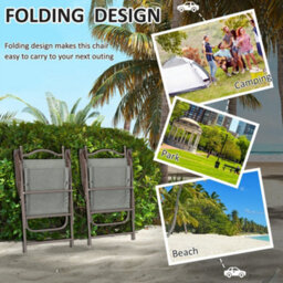Wyld Haus Rone Bari Set Of 2 Dark Grey Metal Folding Garden Chairs With Breathable Mesh Seats - thumbnail 4