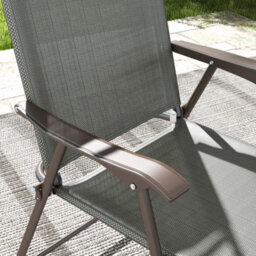 Wyld Haus Rone Bari Set Of 2 Dark Grey Metal Folding Garden Chairs With Breathable Mesh Seats - thumbnail 7