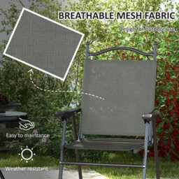 Wyld Haus Rone Bari Set Of 2 Dark Grey Metal Folding Garden Chairs With Breathable Mesh Seats - thumbnail 5