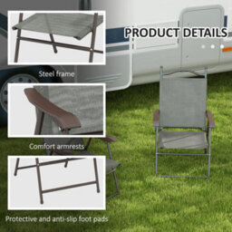 Wyld Haus Rone Bari Set Of 2 Dark Grey Metal Folding Garden Chairs With Breathable Mesh Seats - thumbnail 6