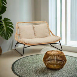 Orsina Natural Rattan Sofa, 2 Seat Rattan Sofa For Lounge, Living Room, Patio, Outdoor, Unique Cane Sofa - thumbnail 2