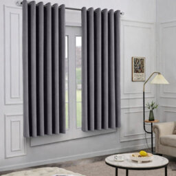 Oxford Homeware Eyelet Linen Effect Curtains Charcoal Fully Lined 100%blackout Thermal Insulated Curtains Pair (W)168Cmx(L)137Cm - thumbnail 2