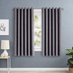 Oxford Homeware Eyelet Linen Effect Curtains Charcoal Fully Lined 100%blackout Thermal Insulated Curtains Pair (W)168Cmx(L)137Cm