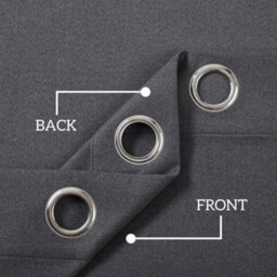 Oxford Homeware Eyelet Linen Effect Curtains Charcoal Fully Lined 100%blackout Thermal Insulated Curtains Pair (W)168Cmx(L)137Cm - thumbnail 4