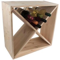 Woodeedoo Square Wooden Wine Rack 24 Bottle Cube Storage Stand Floor Standing Home Display Natural Unfinished Pine 52 X 52 X 25 Cm - thumbnail 6
