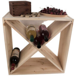 Woodeedoo Square Wooden Wine Rack 24 Bottle Cube Storage Stand Floor Standing Home Display Natural Unfinished Pine 52 X 52 X 25 Cm - thumbnail 5