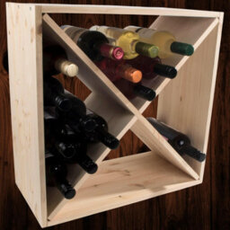 Woodeedoo Square Wooden Wine Rack 24 Bottle Cube Storage Stand Floor Standing Home Display Natural Unfinished Pine 52 X 52 X 25 Cm - thumbnail 3