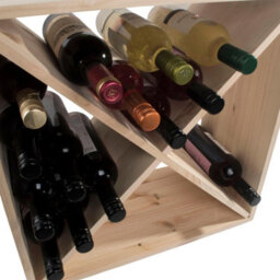 Woodeedoo Square Wooden Wine Rack 24 Bottle Cube Storage Stand Floor Standing Home Display Natural Unfinished Pine 52 X 52 X 25 Cm - thumbnail 9