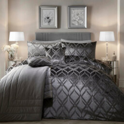 Soirée Belfort Woven Geo Dark Grey Velvet Duvet Cover Set