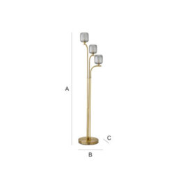 Valuelights Amelie Gold Stem 3 Way Ribbed Glass Shade Floor Lamp And Bulbs - thumbnail 9