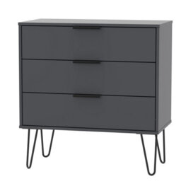 Osaka 3 Drawer Chest Of Drawers In Graphite (Ready Assembled) - thumbnail 2
