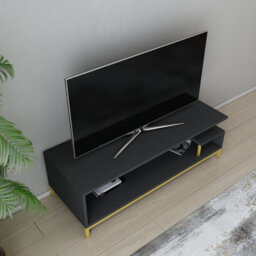 Decorotika Reilly Tv Stand Tv Unit For Tv's Up To 55 Inch Gold And Anthracite - thumbnail 3