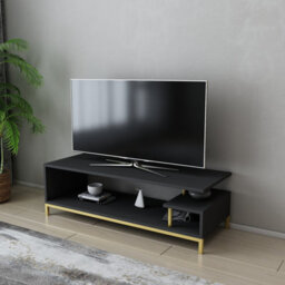 Decorotika Reilly Tv Stand Tv Unit For Tv's Up To 55 Inch Gold And Anthracite - thumbnail 2