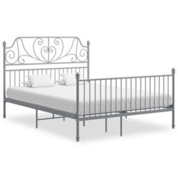 Vidaxl Bed Frame Without Mattress Grey Metal 140X200 Cm - thumbnail 1