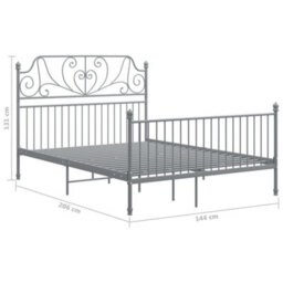 Vidaxl Bed Frame Without Mattress Grey Metal 140X200 Cm - thumbnail 6
