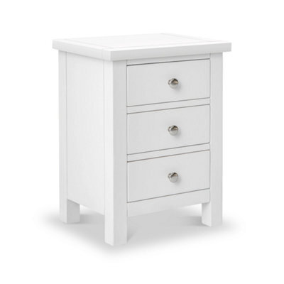 Cornish White 3 Drawer Bedside Table Fully Assembled - By Roseland Furniture - image 1