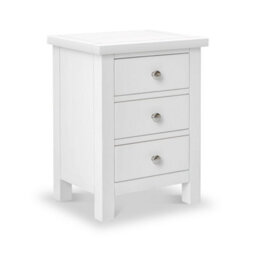 Cornish White 3 Drawer Bedside Table Fully Assembled - By Roseland Furniture