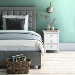 Cornish White 3 Drawer Bedside Table Fully Assembled - By Roseland Furniture - thumbnail 2
