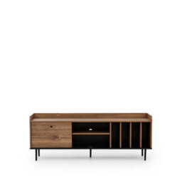 Arte Elegant Vasina 08 Tv Cabinet - Modern Oak Castello & Black Matt With Sleek Metal Legs - W1500mm X H570mm X D400mm