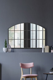 "Mirroroutlet Arcus Window Overmantle Black Framed Arched Wall Over Mantle Mirror 43"" X 29"" (110Cm X 75Cm)" - thumbnail 2