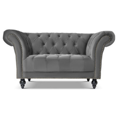 Bravich Cambridge Chesterfield Armchair - Velvet Grey - image 1
