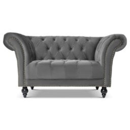 Bravich Cambridge Chesterfield Armchair - Velvet Grey - thumbnail 1