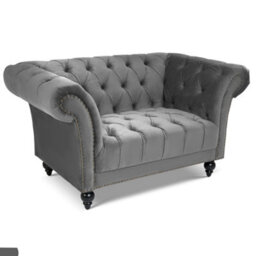 Bravich Cambridge Chesterfield Armchair - Velvet Grey - thumbnail 3