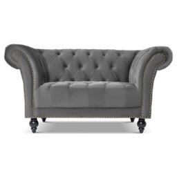 Bravich Cambridge Chesterfield Armchair - Velvet Grey - thumbnail 7