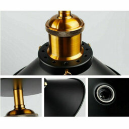 Black Vintage Ceiling Light Semi-Flush Mount With Metal E27 Holder Cone Lampshade For Livingroom Bedroom Hallway Kitchen With Bulb - thumbnail 6