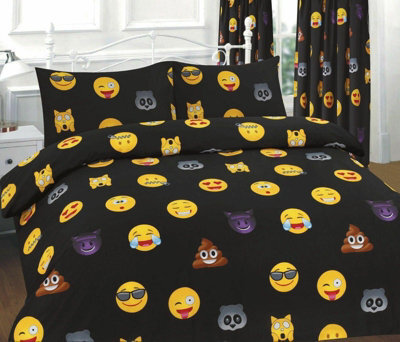 Homes & Linen Duvet Cover Set Ikon Emoji Reversible Kids Printed Quilt Cover Bedding Set