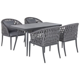 Beliani Garden Dining Set 4 Seater Lipari With Cushions Metal Grey - thumbnail 1