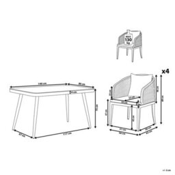 Beliani Garden Dining Set 4 Seater Lipari With Cushions Metal Grey - thumbnail 3