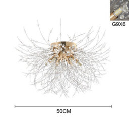 Living And Home Gold 6 Lights 50Cm Dandelion Crystal Flush Mount Ceiling Lights Modern Chandelier Lamp - thumbnail 8