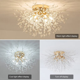 Living And Home Gold 6 Lights 50Cm Dandelion Crystal Flush Mount Ceiling Lights Modern Chandelier Lamp - thumbnail 5