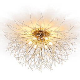 Living And Home Gold 6 Lights 50Cm Dandelion Crystal Flush Mount Ceiling Lights Modern Chandelier Lamp - thumbnail 7