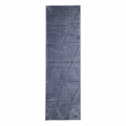 Melrose Solid Blue Lines Design Indoor Area Runner Rug 12mm Pile Height 060/200Cm - thumbnail 2