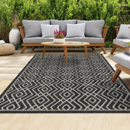 Homeart Outdoor Rugs Easy Cleaning Area Rugs For Balcony,garden,picnic,uv Weather Resistant  Anthracite Cream 120 X 170 Cm