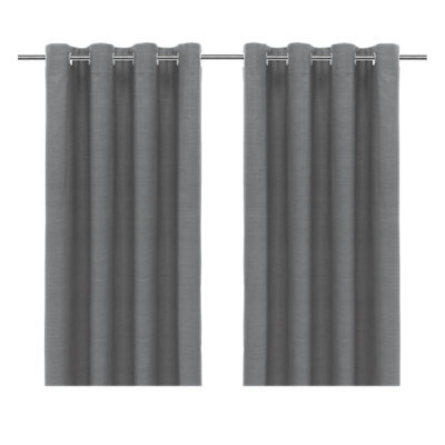 GoodHome Glend Grey Plain Woven Blackout & Thermal Eyelet Curtain (W)228Cm (L)228Cm, Pair - image 1