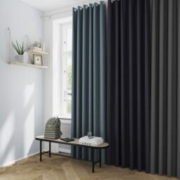 GoodHome Glend Grey Plain Woven Blackout & Thermal Eyelet Curtain (W)228Cm (L)228Cm, Pair - thumbnail 3