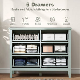Wyld Haus Visalo Mint Green 6-Drawer Fluted Storage Dresser With Wide Top - 1000X400X780mm - thumbnail 5