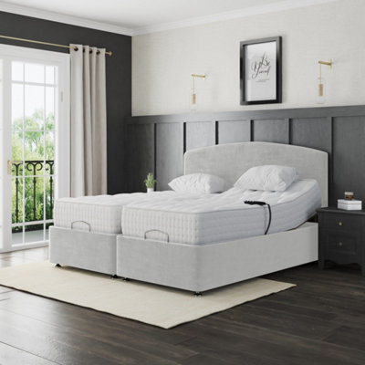 Lisbon Electric Adjustable Bed Set Fabric Pocket Sprung Mattress Plain Headboard - image 1