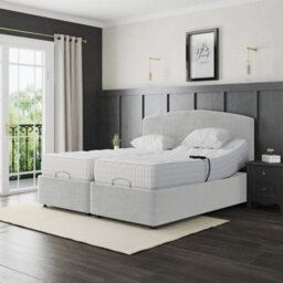 Lisbon Electric Adjustable Bed Set Fabric Pocket Sprung Mattress Plain Headboard - thumbnail 1