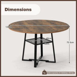 120 Cm Kitchen Table Round Dining Table For 4-6 - thumbnail 2